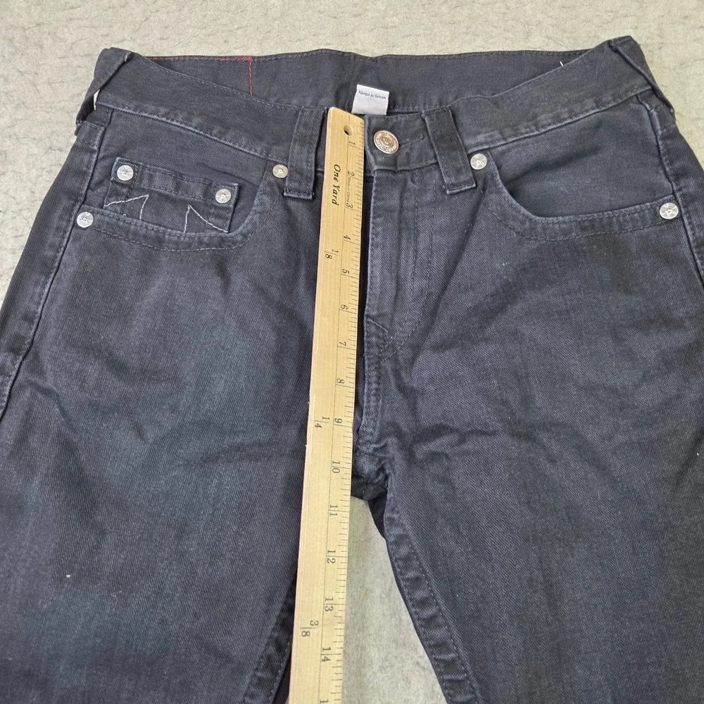 True Religion Mens All Black Jeans Size 31x33 Faded Dark Wash Slim Denim